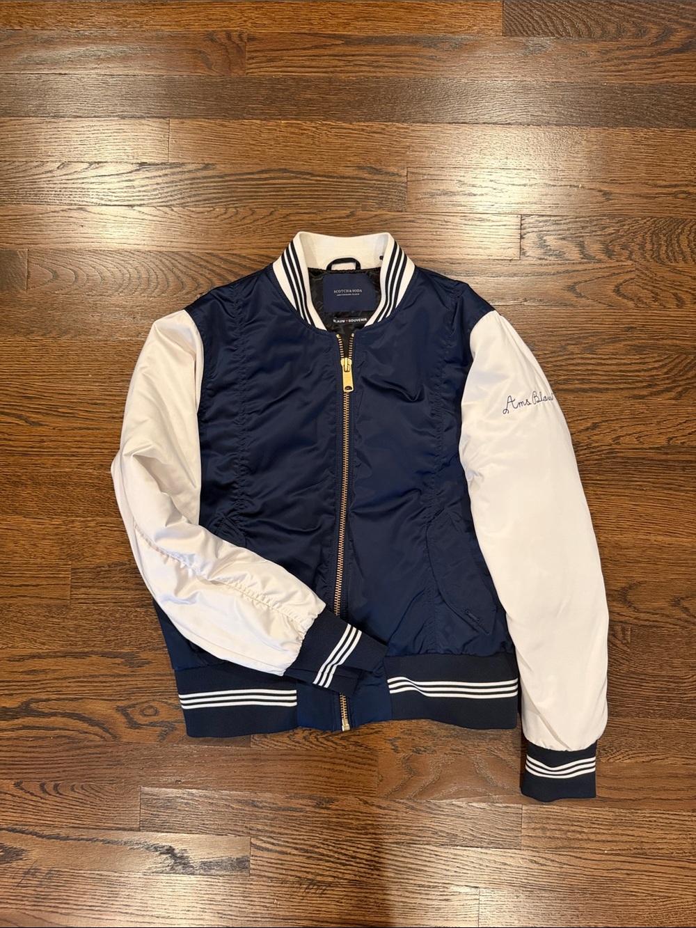 Scotch and Soda Navy and White Womens Bomber Jacket - Classic Two-Tone